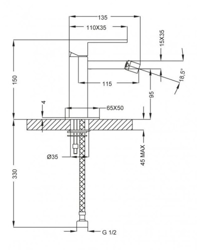 Смеситель для биде с донным клапаном хром, ручка хром Cezares Levico LEVICO-BSM1-01-Cr