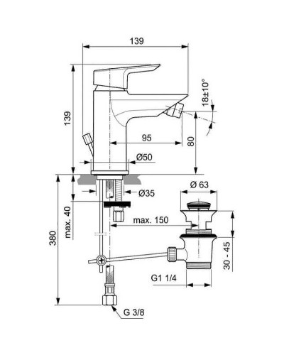 Смеситель для биде Ideal Standard Tesi A6579AA Хром