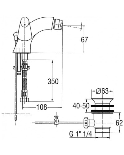 Смеситель для биде с донным клапаном Jacob Delafon Ginko E73905-CP