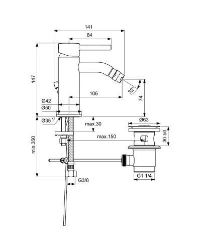 Смеситель для биде Ideal Standard Ceraline BC197AA Хром