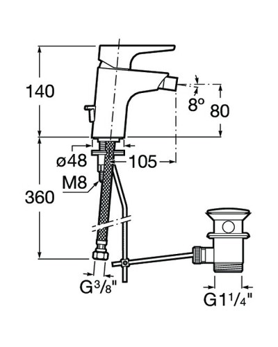 Смеситель для биде Roca Atlas 5A6090C0M Хром