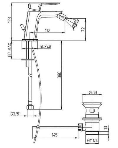 Смеситель для биде Paini Nove 09CR306 Хром