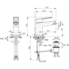Смеситель для биде с донным клапаном Ideal Standard Tonic II A6336AA