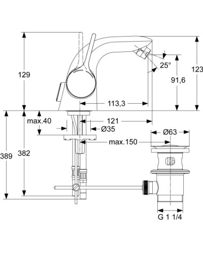 Смеситель для биде с донным клапаном Ideal Standard Melange A4268AA