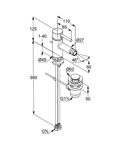 Смеситель для биде Kludi Bozz 385333976 Черный
