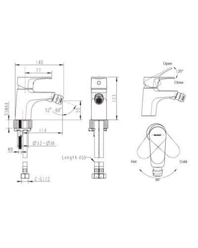 Смеситель для биде Bravat Alfa F3120178CP