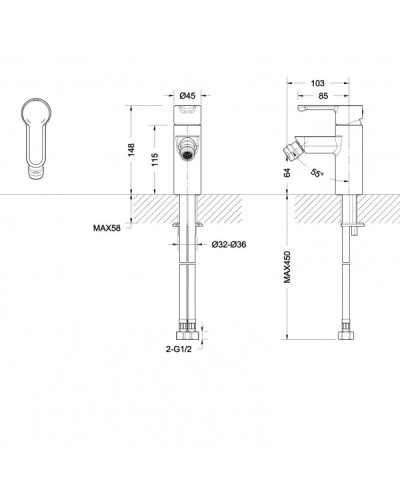 Смеситель для биде Bravat Stream F33783C