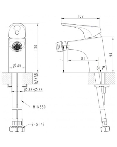 Смеситель для биде Bravat Drop-D F348162C