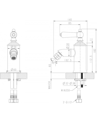 Смеситель для биде Bravat Art F375109G