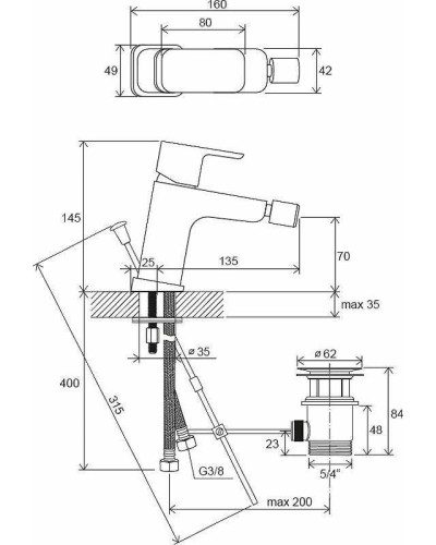 Смеситель для биде Ravak 10° Free TD F 055.00 X070133 Хром