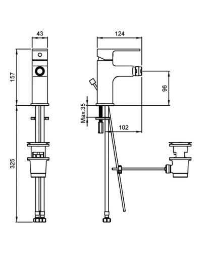 Смеситель для биде с донным клапаном Vitra Q-Line A40777EXP