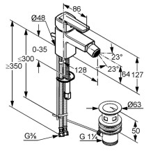 Смеситель для биде с донным клапаном Kludi Q-Beo 502160575