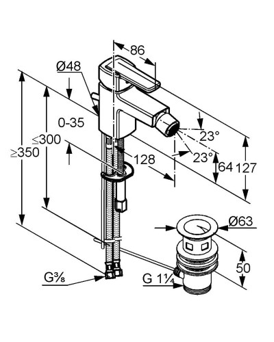 Смеситель для биде с донным клапаном Kludi Q-Beo 502160575