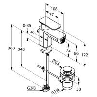 Смеситель для биде с донным клапаном Kludi E2 492160575