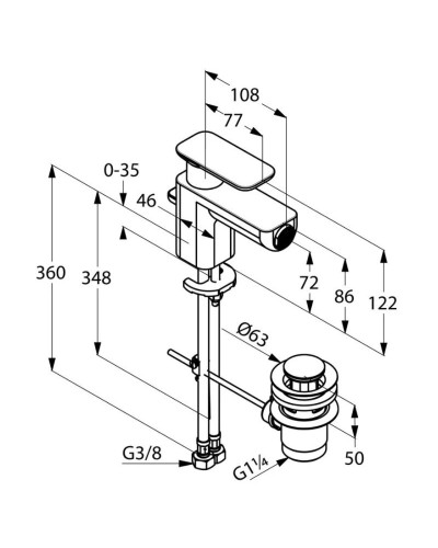 Смеситель для биде с донным клапаном Kludi E2 492160575