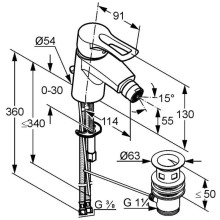 Смеситель для биде с донным клапаном Kludi MX 332150562