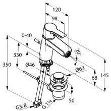 Смеситель для биде с донным клапаном Kludi O-Cean 384300575
