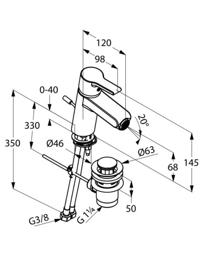 Смеситель для биде с донным клапаном Kludi O-Cean 384300575