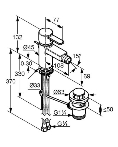 Смеситель для биде с донным клапаном Kludi Zenta 385308675
