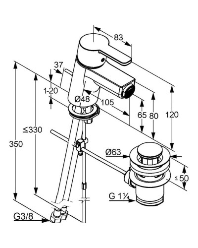 Смеситель для биде с донным клапаном Kludi Logo Neo 375330575