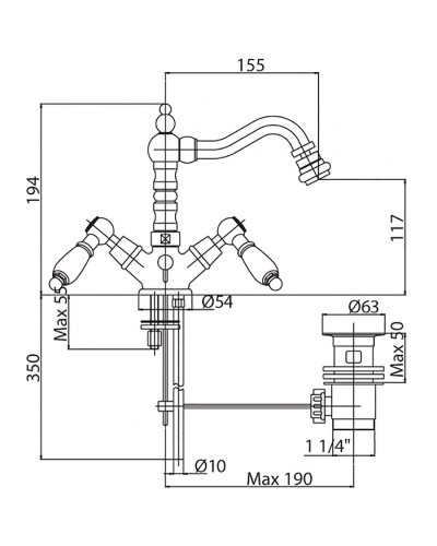 Смеситель для биде Cezares Diamond DIAMOND-BS2-01-Sw Хром