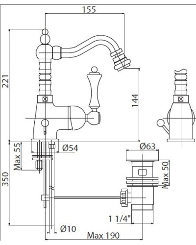 Смеситель для биде Cezares Margot MARGOT-BSM2-02-M Бронза