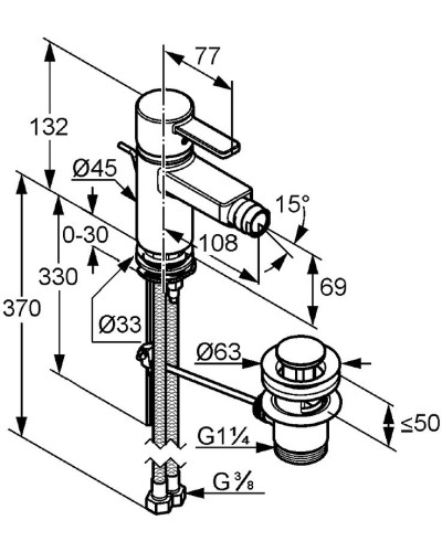 Смеситель для биде Kludi Zenta 385300575 Хром