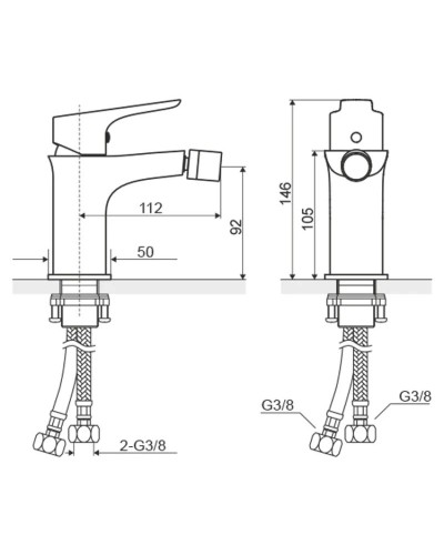 Смеситель для биде с донным клапаном Excellent Apomea ARAX.6003CR