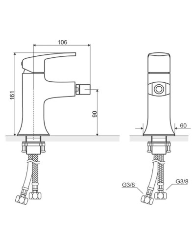 Смеситель для биде с донным клапаном Excellent Athena ARAX.8503CR