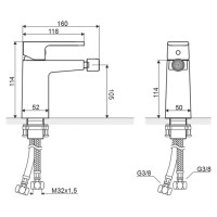 Смеситель для биде с донным клапаном Excellent Square ARAC.1503CR
