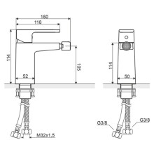 Смеситель для биде с донным клапаном Excellent Square ARAC.1503CR