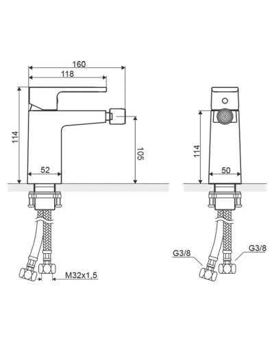 Смеситель для биде с донным клапаном Excellent Square ARAC.1503CR