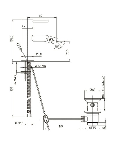 Смеситель для биде Paini Cox 78CR306 Хром