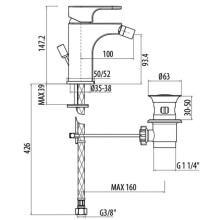 Смеситель для биде с донным клапаном Gattoni H2OMIX 1000 1051/10C0CR