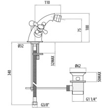 Смеситель для биде с донным клапаном Gattoni Vivaldi 1237012C0CR