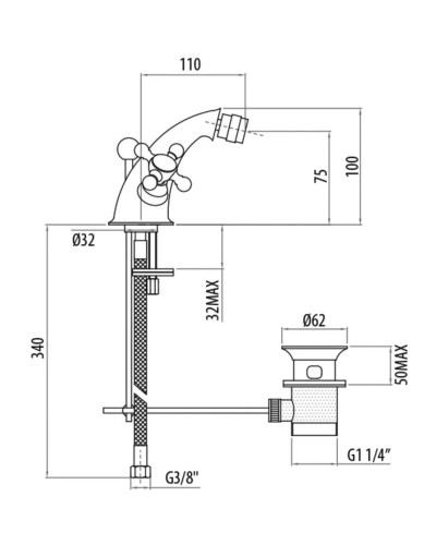 Смеситель для биде с донным клапаном Gattoni Vivaldi 1237012C0CR