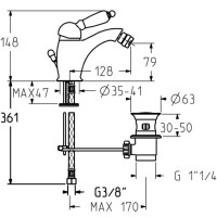Смеситель для биде с донным клапаном Gattoni Orta 2756/27D0ORO