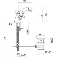 Смеситель для биде с донным клапаном Gattoni Vivaldi 1236012D0ORO