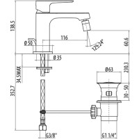 Смеситель для биде с донным клапаном Gattoni H2OMIX 3000 3051/30C0CR