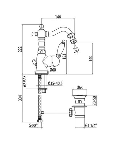 Смеситель для биде с донным клапаном Gattoni Orta 2751/27V0BR
