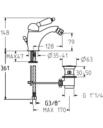 Смеситель для биде с донным клапаном Gattoni Orta 2756/27V0BR