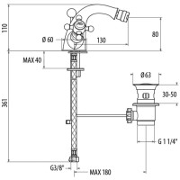 Смеситель для биде с донным клапаном Gattoni Vivaldi 1237012V0BR