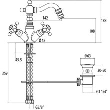 Смеситель для биде с донным клапаном Gattoni Vivaldi 1235012D0ORO