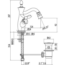 Смеситель для биде с донным клапаном Gattoni Timor 1835018V0BR