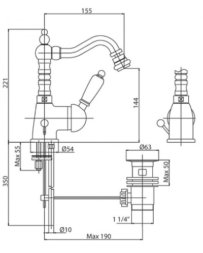 Смеситель для биде Cezares Vintage VINTAGE-BSM2-01-Sw Хром