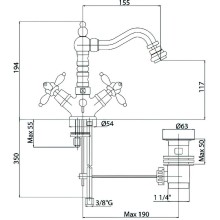 Смеситель для биде Cezares Nostalgia-BS2-03/24 Золото 24 карат