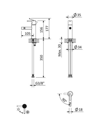 Смеситель для биде Cezares Leaf LEAF-BSM-BIO Белый матовый
