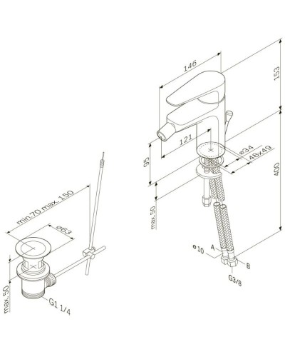 Смеситель для биде с донным клапаном Am.Pm Inspire F5083100