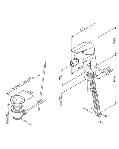 Смеситель для биде с донным клапаном Am.Pm Gem F9083100