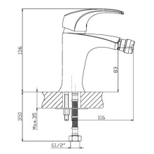 Смеситель для биде без донного клапана Orange Astin M21-031cr